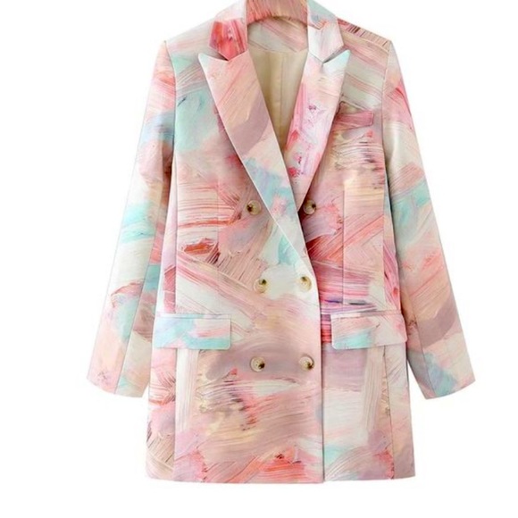 Mixed Print Blazer & midi Short set - Picture 5 of 7